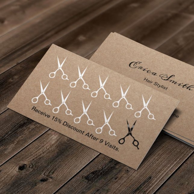 Hair Stylist Scissors Rustic Loyalty Punch Card (Creator Uploaded)
