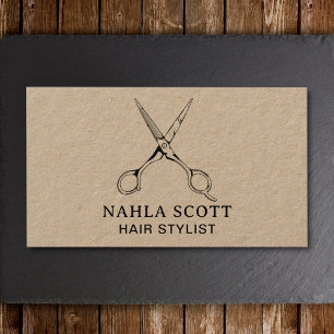 Hair Stylist Scissors Rustic Vintage Elegant Kraft Business Card