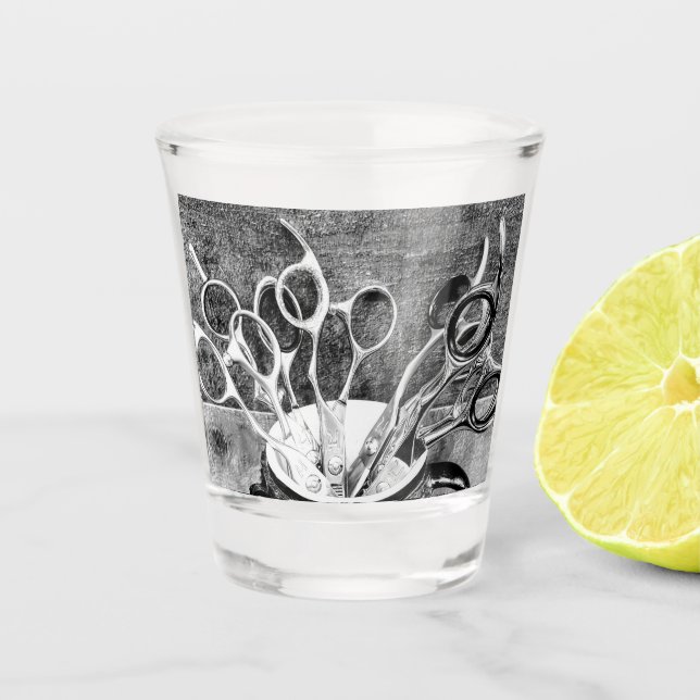 Hair Stylist Scissors - Tools of the Trade   Shot Glass (Front)