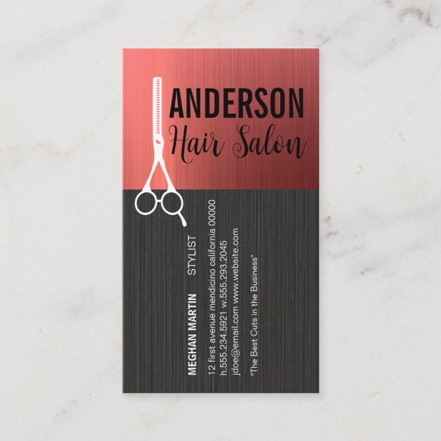 Hair Stylist Scissors | Womens Beauty Business Card (Front)