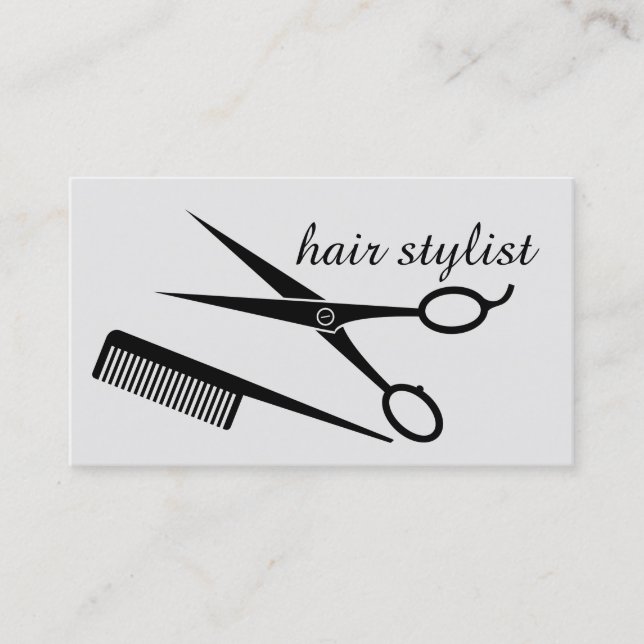 Hair Stylist - Silver and  Black Business Card (Front)