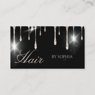 Hair Stylist Silver Glitter Black Beauty Salon Business Card