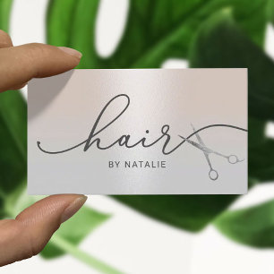 Hair Stylist Silver Scissor Typography Salon Business Card