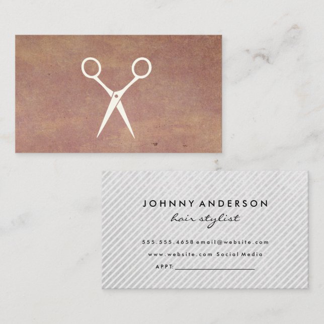 Hair Stylist Silver Scissors Appointment Card (Front/Back)