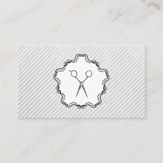 Hair Stylist Silver Scissors Appointment Card (Front)