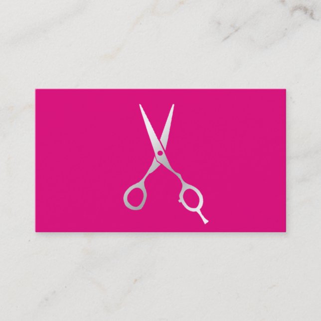 Hair Stylist Simple Scissor Modern Hot Pink Business Card (Front)