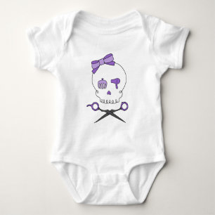 Hair Stylist Skull & Scissor Crossbones - Purple Baby Bodysuit