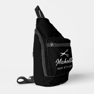 Hair stylist sling bag with barber scissor logo