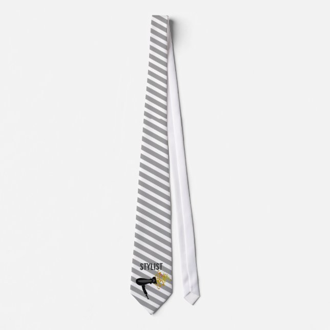 Hair Stylist Striped Pattern  Elegant Style Tie (Front)