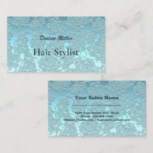 Hair Stylist Teal Green Modern Floral Metallic Business Card