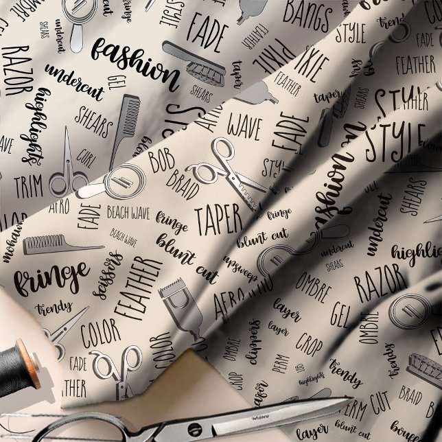 Hair Stylist Text and Tools Black ID749 Fabric (Creator Uploaded)