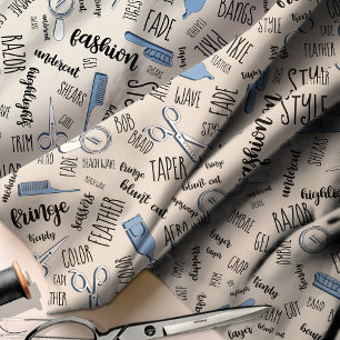 Hair Stylist Text and Tools Blue1 ID749 Fabric