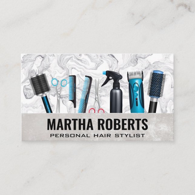 Hair Stylist Tools Business Card (Front)
