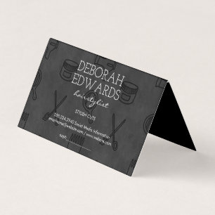 Hair Stylist Tools Chalkboard Background Business Card