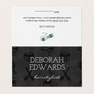 Hair Stylist Tools Chalkboard Background Business Card