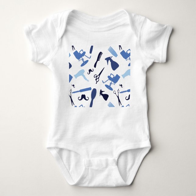 Hair stylist tools pattern baby bodysuit (Front)