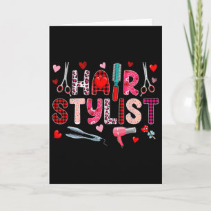 Hair Stylist Tools Valentine's Day Leopard Cute He Card