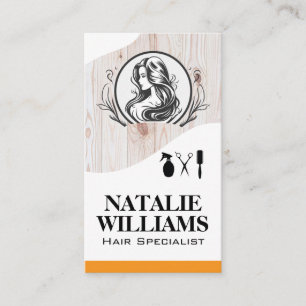 Hair Stylist Tools   Wood   Womens Beauty Business Card