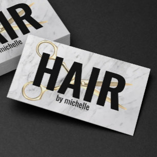 Hair Stylist Typography Trendy Marble Beauty Salon Business Card