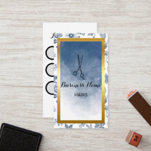 Hair Stylist Vintage Blue Floral Salon Loyalty Card