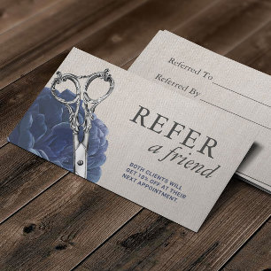 Hair Stylist Vintage Flower Scissor Salon Referral Card