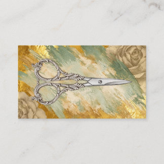 Hair Stylist Vintage Gold Grunge Salon Business Card