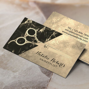 Hair Stylist Vintage Gold Marble Beauty Salon Business Card