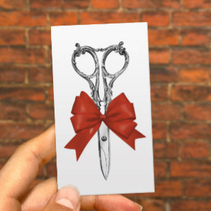 Hair Stylist Vintage Scissor & Bow Hair Salon Business Card