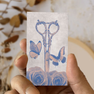 Hair Stylist Vintage Scissor Butterfly & Flowers Business Card