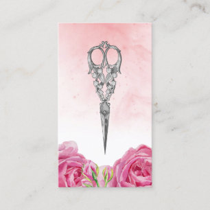 Hair Stylist Vintage Scissor Elegant Floral Business Card