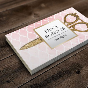 Hair Stylist Watercolor Pink Modern Pattern Business Card
