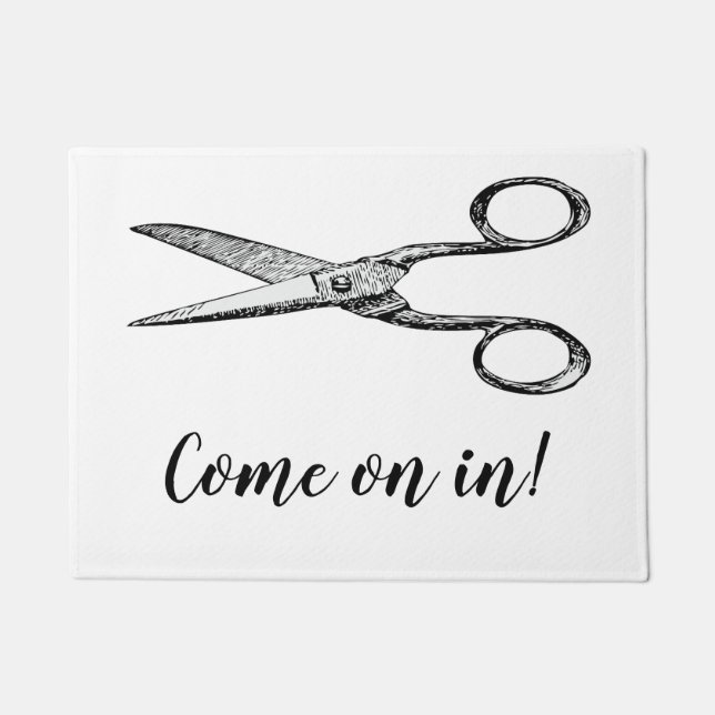 Hair stylist welcome matt doormat (Front)