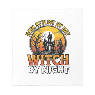 Hair Stylist Witch By Night Vintage Halloween Desi Notepad