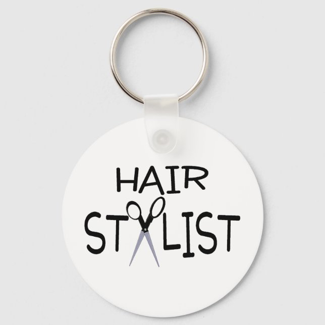Hair Stylist with Scissors Key Ring (Front)