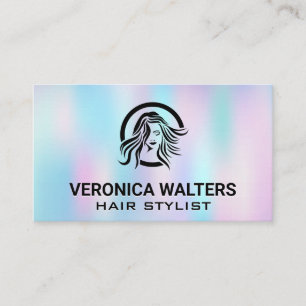 Hair Stylist   Women Flowing Hair Logo Loyalty Card
