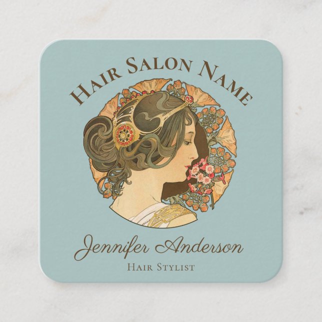 Hair stylists Beautiful woman elegant hair CC1159 Square Business Card (Front)