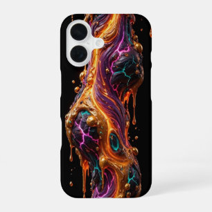 Hair Thin Lava Filament - Gold Teal Magenta Volcan iPhone 16 Case