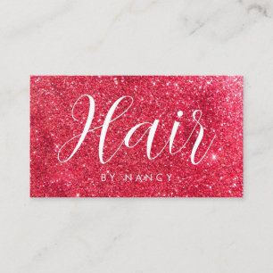 Hair Typography Red Gold Glitter  Business Card