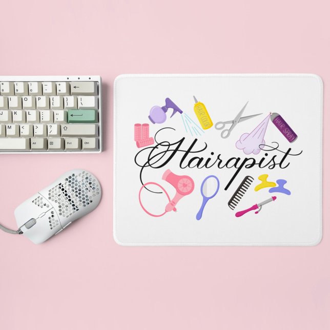 Hairapist Hairdresser Hair Stylist Barber Design Mouse Pad (Creator Uploaded)