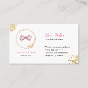 Hairbow business card pink and gold