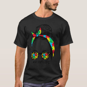 Hairbun Puzzle Sunglasses Aunt Life Autism Awarene T-Shirt