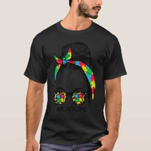 Hairbun Puzzle Sunglasses Aunt Life Autism Awarene T-Shirt