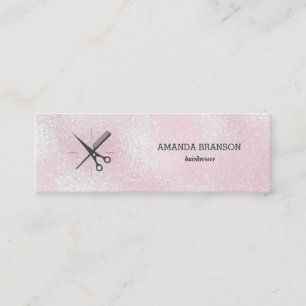 Hairdresse Minimal Grey glossy pink Scissor Comb Mini Business Card