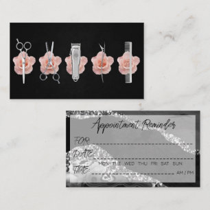 Hairdresser Appointment Reminder Black Marble Business Card