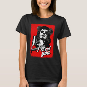 Hairdresser Barbering Razor Sugar Skull Hairstylis T-Shirt