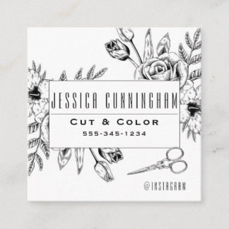 Hairdresser business card, floral business card