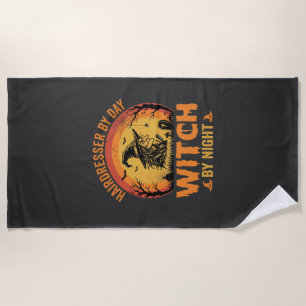 Hairdresser By Day Witch By Night Halloween Design Beach Towel