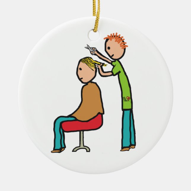 Hairdresser Ceramic Tree Decoration (Front)