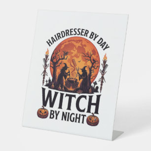 Hairdresser Day Witch Night Halloween Comb Scissor Pedestal Sign
