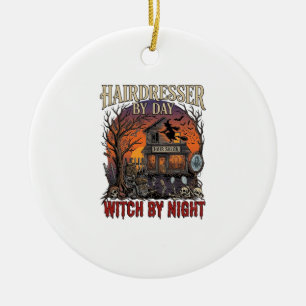 Hairdresser Day Witch Night Halloween Salon Skulls Ceramic Tree Decoration